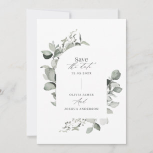 Eucalyptus botanical elegant photo simple wedding save the date