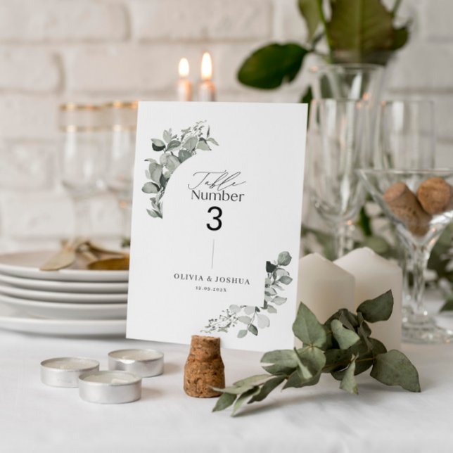 Eucalyptus botanical elegant table number wedding (Creator Uploaded)