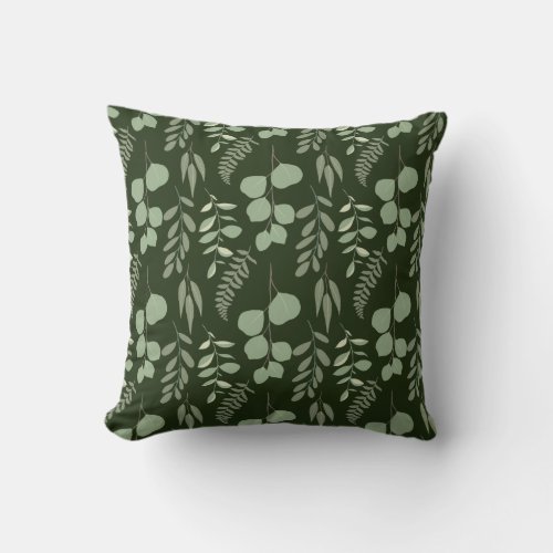 Eucalyptus Botanical Emerald Green Home Style Throw Pillow