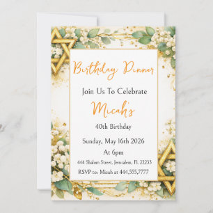 Eucalyptus Botanical Floral Gold Foil Birthday Invitation