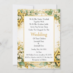 Eucalyptus Botanical Floral Jewish Wedding Invitation