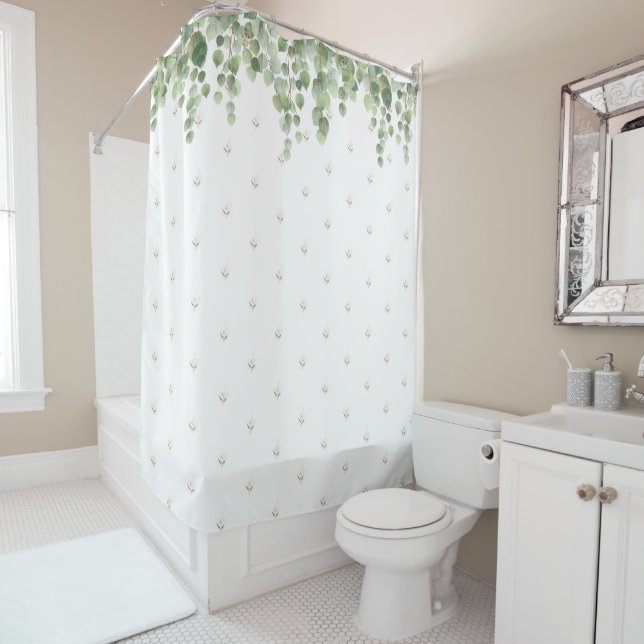 Eucalyptus Botanical Floral Serene Shower Curtain (In Situ)