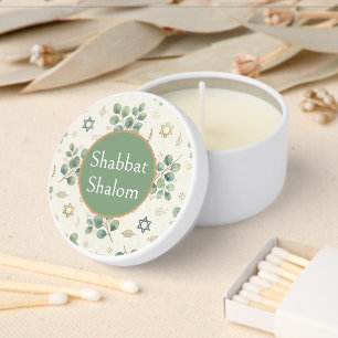 Eucalyptus Botanical Foliage, Judaica Jewish Art Mini Candle Favors
