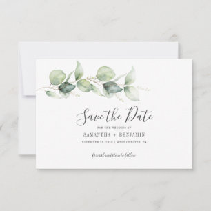 Eucalyptus Botanical Foliage Wedding Save the Date
