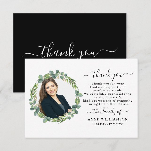 Eucalyptus Botanical Funeral Thank You Card (Front/Back)