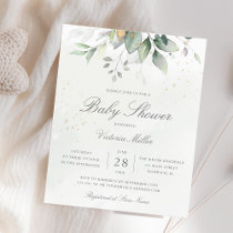 Eucalyptus Botanical Gold Baby Shower Invitation