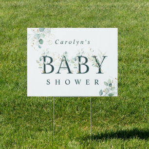 Eucalyptus Botanical Green Letter Baby Shower Sign