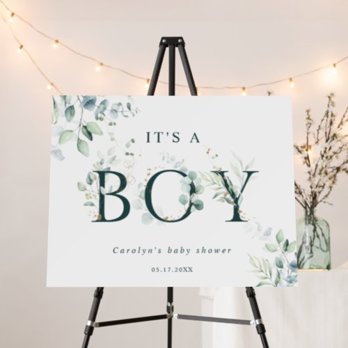 Eucalyptus Botanical Green Letter Boy Baby Shower Foam Board