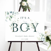 Eucalyptus Botanical Green Letter Boy Baby Shower