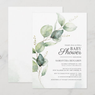 Eucalyptus Botanical Greenery Baby Shower Invitation