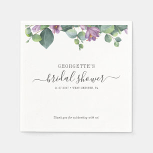 Eucalyptus Botanical Greenery Bridal Shower Paper Napkins