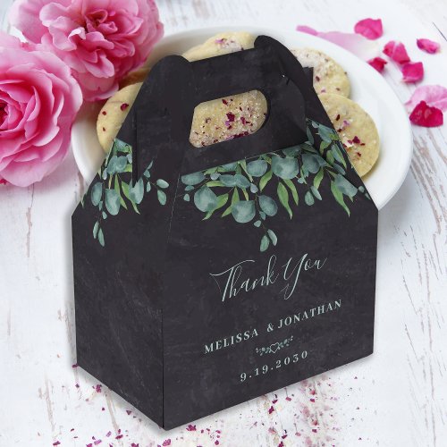 Eucalyptus Botanical Greenery Chalkboard Wedding Favor Boxes