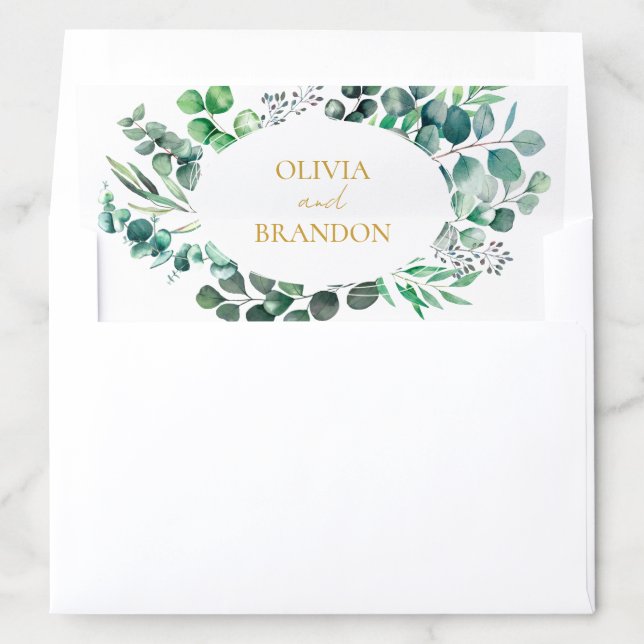 Eucalyptus Botanical Greenery Leaves Wedding Envelope Liner (In Envelope)