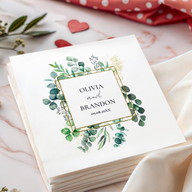 Eucalyptus Botanical Greenery Leaves Wedding Napkins (Creator Uploaded)