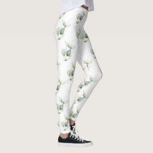 Eucalyptus Botanical Greenery Mom Birthday Leggings