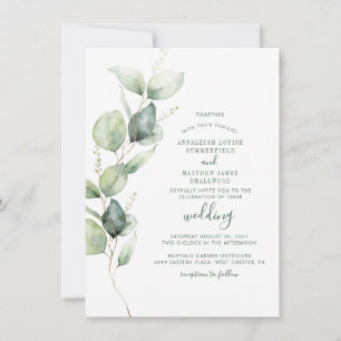 Eucalyptus Botanical Greenery Script Wedding Invitation