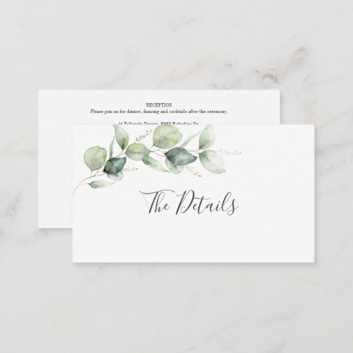 Eucalyptus Botanical Greenery Wedding Enclosure Card