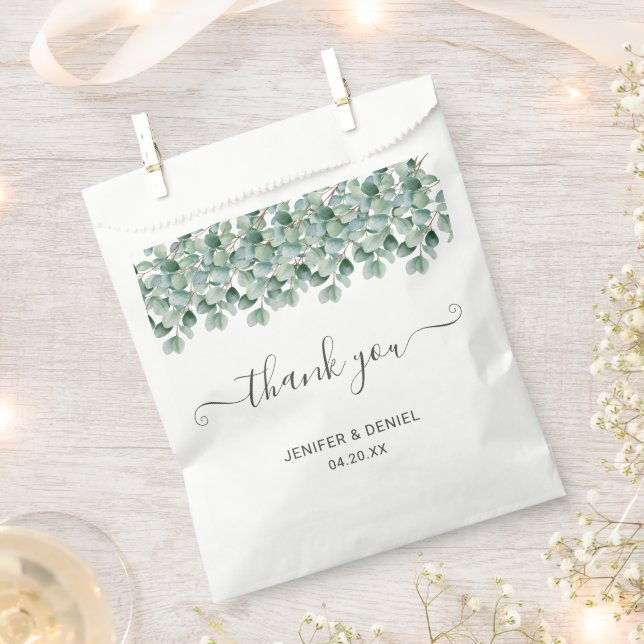 Eucalyptus Botanical Greenery  Wedding Favor Bag (Clipped)