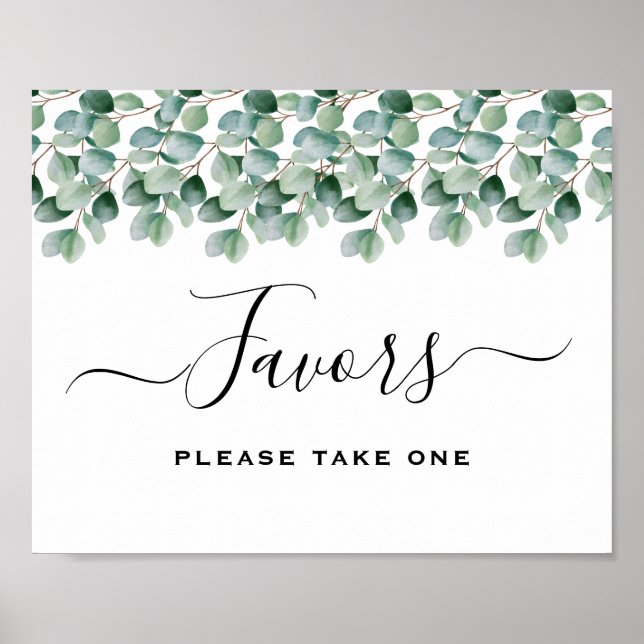 Eucalyptus Botanical Greenery  Wedding Favors Sign (Front)