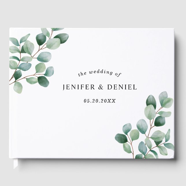 Eucalyptus Botanical Greenery  Wedding Guest Book (Front)