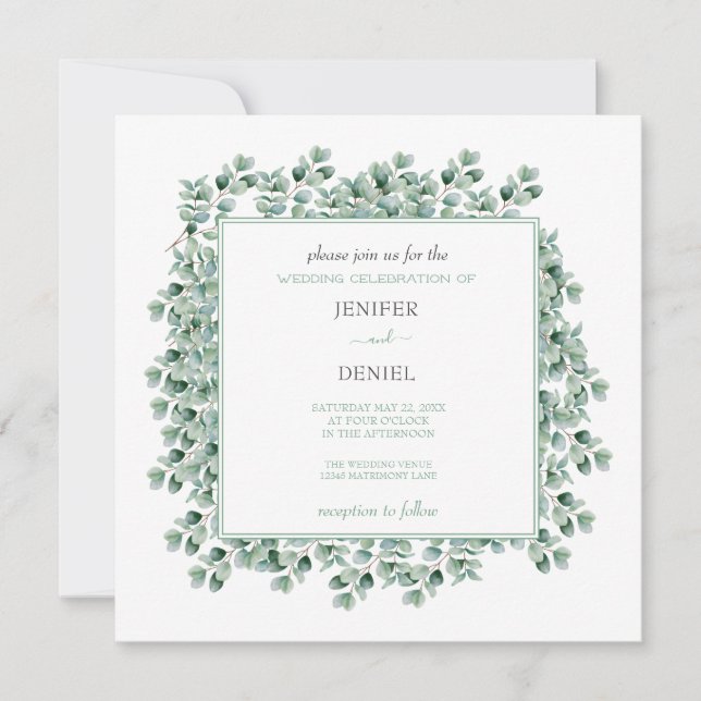 Eucalyptus Botanical Greenery  wedding Invitation (Front)