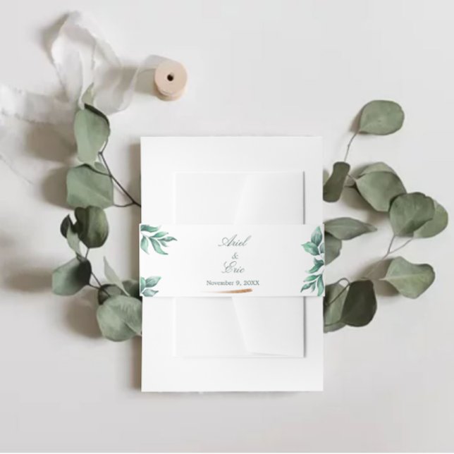 Eucalyptus Botanical Greenery Wedding Invitation Belly Band (Creator Uploaded)