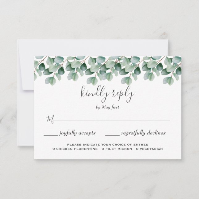 Eucalyptus Botanical Greenery  Wedding RSVP Card (Front)