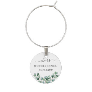 Eucalyptus Botanical Greenery Wedding Wine Charm