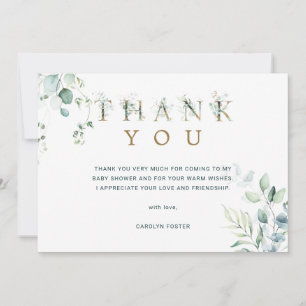 Eucalyptus Botanical Letter Baby Shower Thank You Card