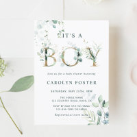 Eucalyptus Botanical Letter Gold Boy Baby Shower