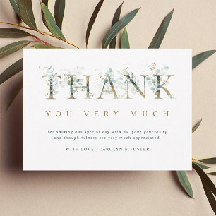 Eucalyptus Botanical Letter Gold Thank You Card