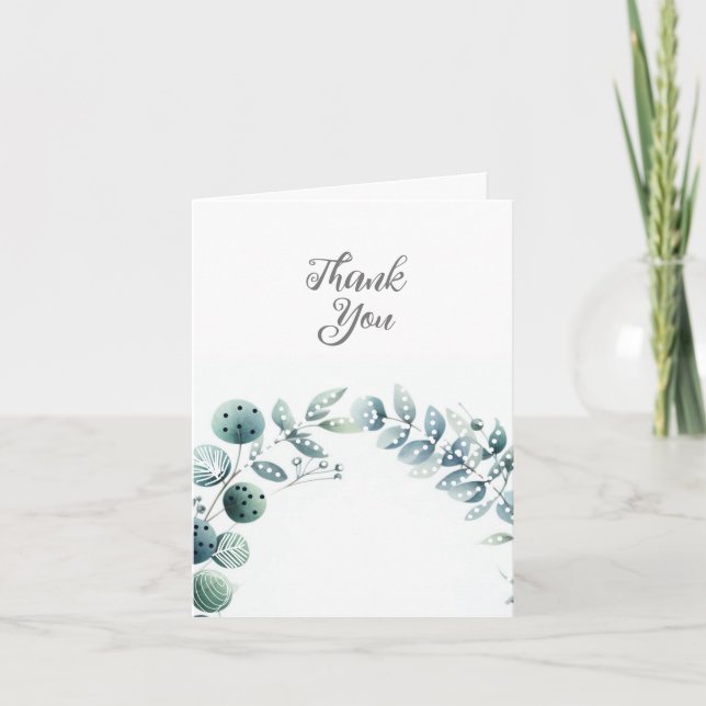Eucalyptus Botanical Letterpress Thank You Card (Front)