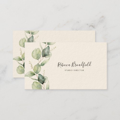 Eucalyptus Botanical Minimalist Script Artist Business Card