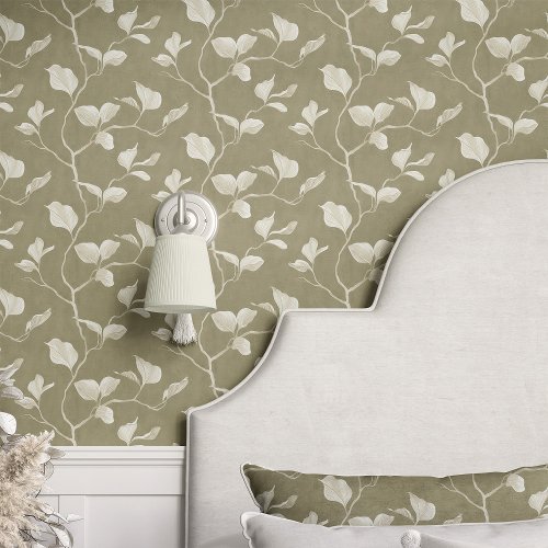 Custom Wallpaper 7 Eucalyptus Botanical On Green Wallpaper