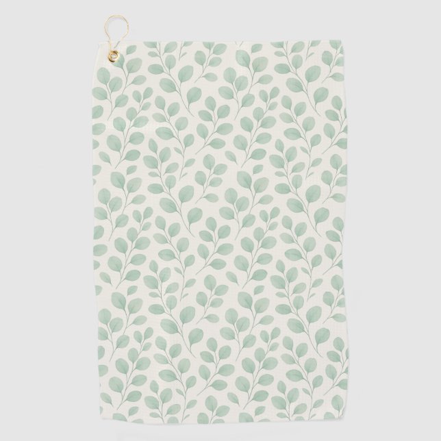 Eucalyptus Botanical Pattern Golf Towel (Front)