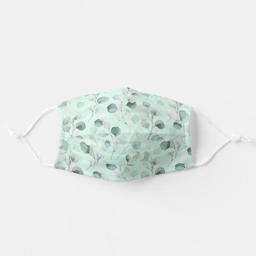 Eucalyptus Botanical Pattern on Pale Mint Adult Cloth Face Mask