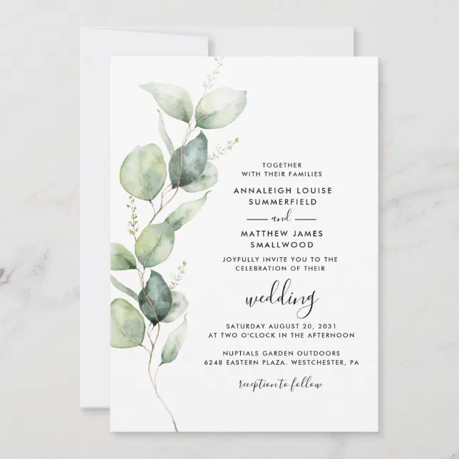 Eucalyptus Botanical QR Code All in One Wedding Invitation | Zazzle