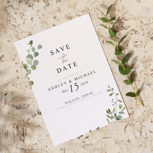 Eucalyptus Botanical QR Code Wedding Save The Date