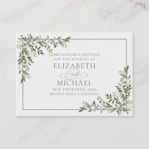 Eucalyptus Botanical Sage Green Coronavirus Detail Enclosure Card