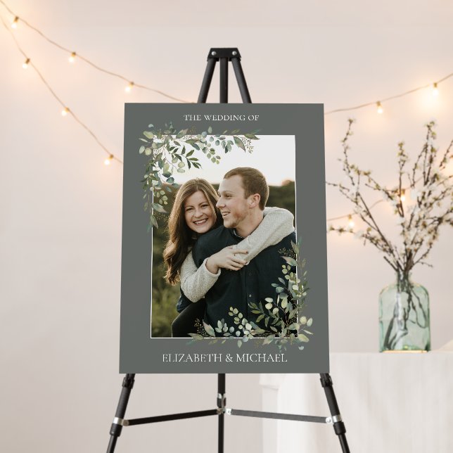 Eucalyptus Botanical Sage Green Photo Wedding Foam Foam Board (In Situ (Stand))