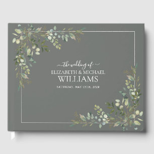 Eucalyptus Botanical Sage Green Wedding Guest Book
