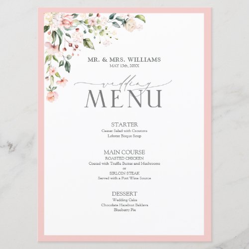 Eucalyptus Botanical Sage Green Wedding Menu