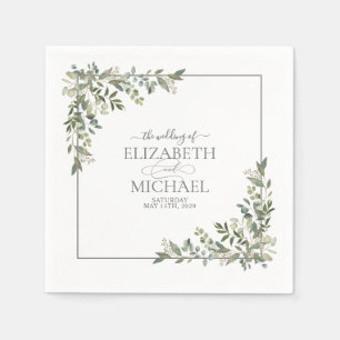 Eucalyptus Botanical Sage Green Wedding Napkins