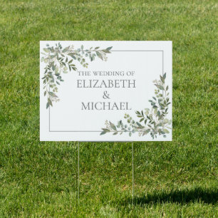 Eucalyptus Botanical Sage Green Wedding Sign