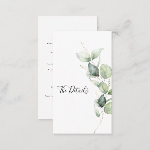 Eucalyptus Botanical Script Wedding Enclosure Card