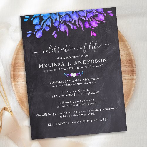 Eucalyptus Botanical Slate Celebration Of Life Invitation Postcard