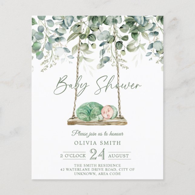 Eucalyptus botanical swing Baby Shower Invitation (Front)