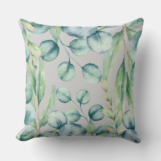 Eucalyptus Botanical Throw Pillow (Front)