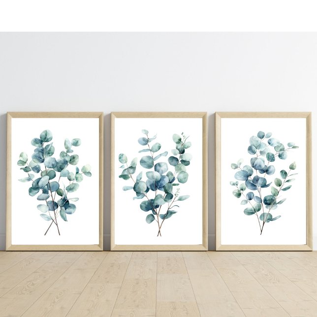 Eucalyptus Botanical Watercolor Wall Art Sets (Eucalyptus Watercolor Wall Art Set of three)