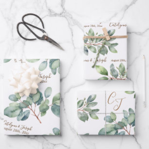 Eucalyptus Botanical Wedding, Bridal Shower Wrapping Paper Sheets